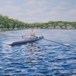 Les plaisirs de l'aviron sur le lac de Lacanau (Peinture acrylique 80cm x 60cm)
