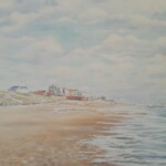 Plage et boulevard Lacanau Océan vue du nord (Peinture acrylique 80cm x 60cm)