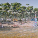 La plage sud du camping 'Le Tedey' à Lacanau (acrylique sur toile - 60 x 50 cm)
